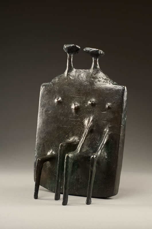 Kenneth Armitage (English 1916-2002), Maquette for Diarchy,  Conceived in 1957, one of six life-time casts. Bronze with dark green patina. On view at Robert Bowman’s gallery at 34 Duke Street, St James’s from 28 January to 7 April. Image courtesy of Robert Bowman Ltd.